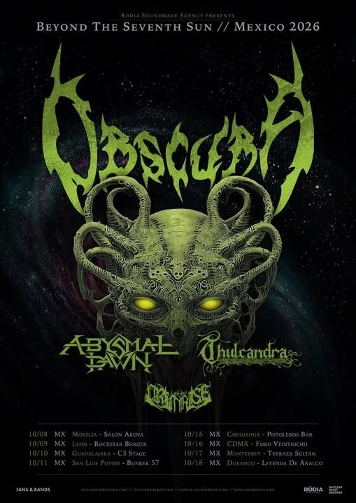 Obscura – Beyond The Seventh Sun Tour (con Abysmal Dawn, Thulcandra y Orion Rise) en Pistoleros Bar