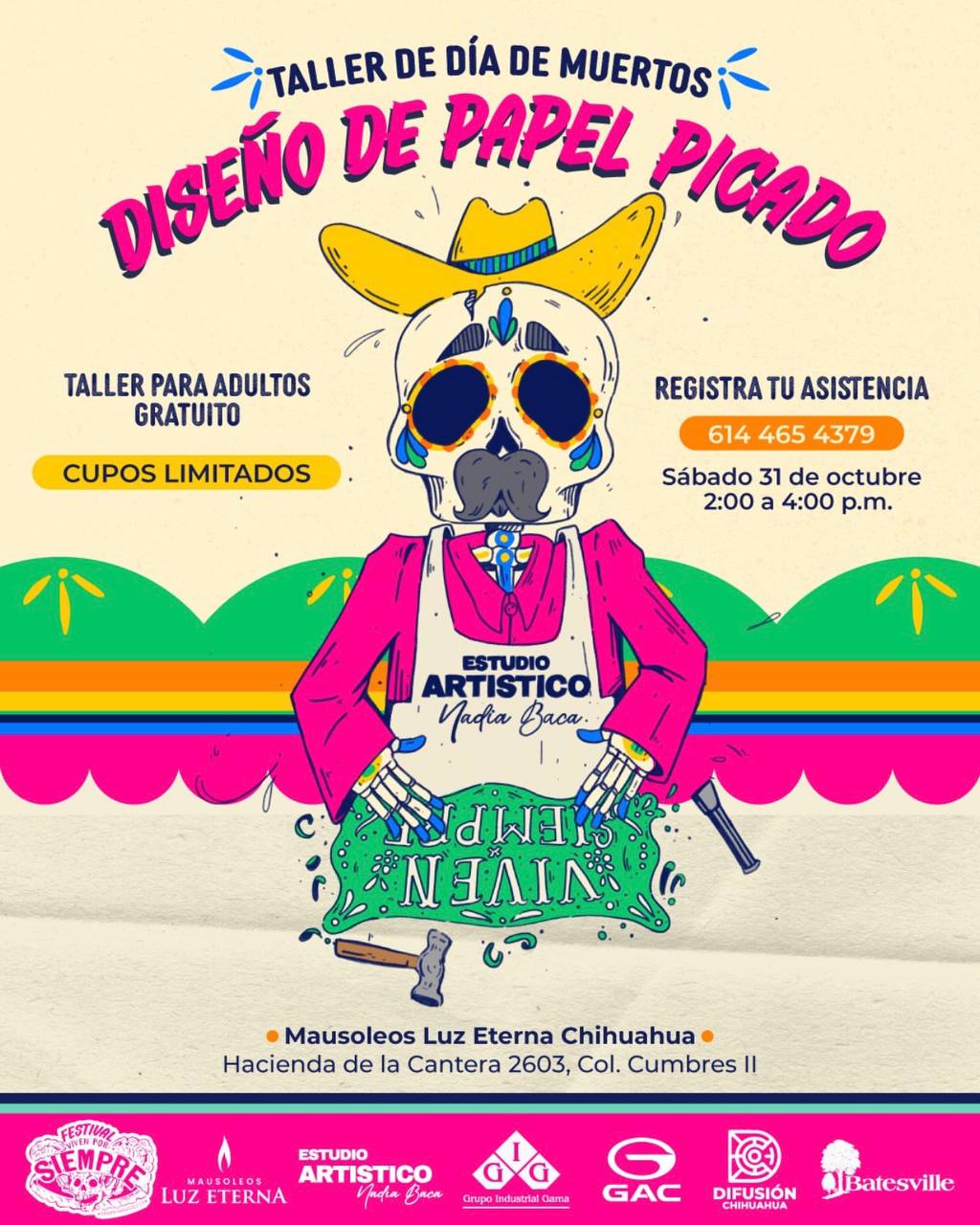 Taller de Diseño de Papel Picado – Día de Muertos en Mausoleos Luz Eterna Chihuahua