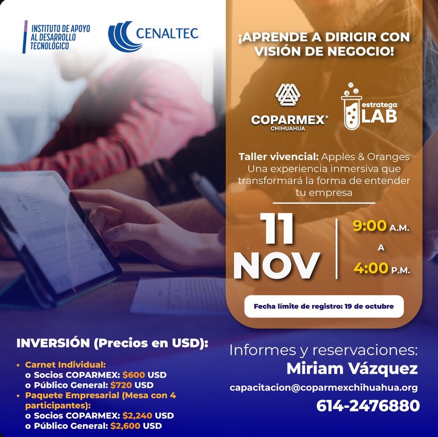 Taller vivencial: Apples & Oranges en COPARMEX Chihuahua